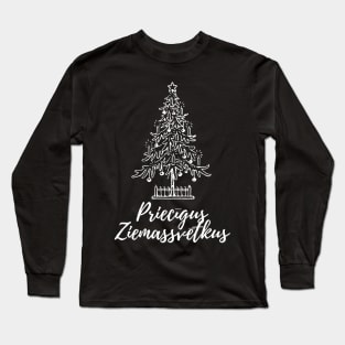 Priecīgus ziemassvētkus latviski latviešu valoda Long Sleeve T-Shirt